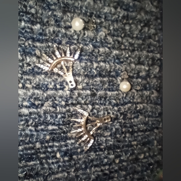 Faux Pearl Earrings w/Gorgeous Bling Earrings Jackets - Picture 7 of 12